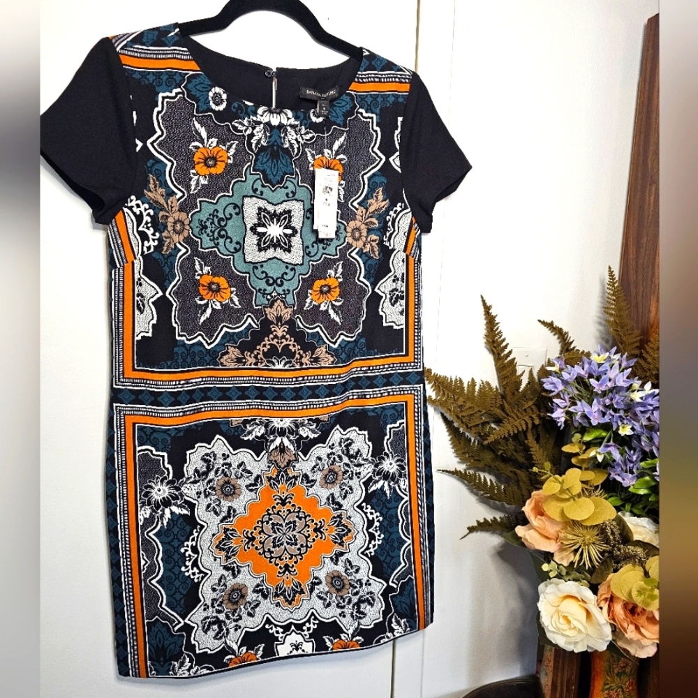 Brand New Banana Republic Batik Style Floral Patterned Shift Dress 4P Petite